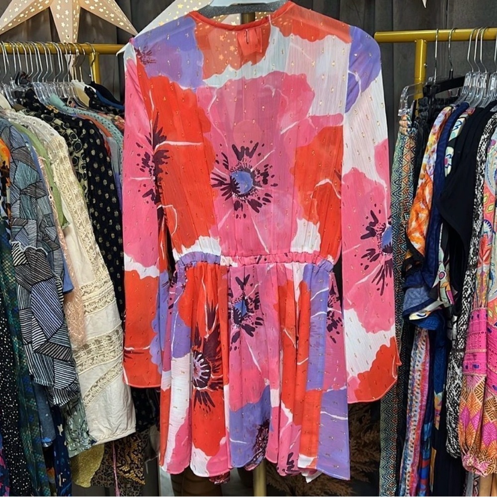 Misa Los Angeles Red and Purple Floral Dress - Picture 3 of 5